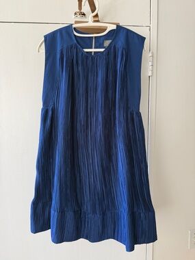 Anthropologie Pleated Royal Blue Mini Dress